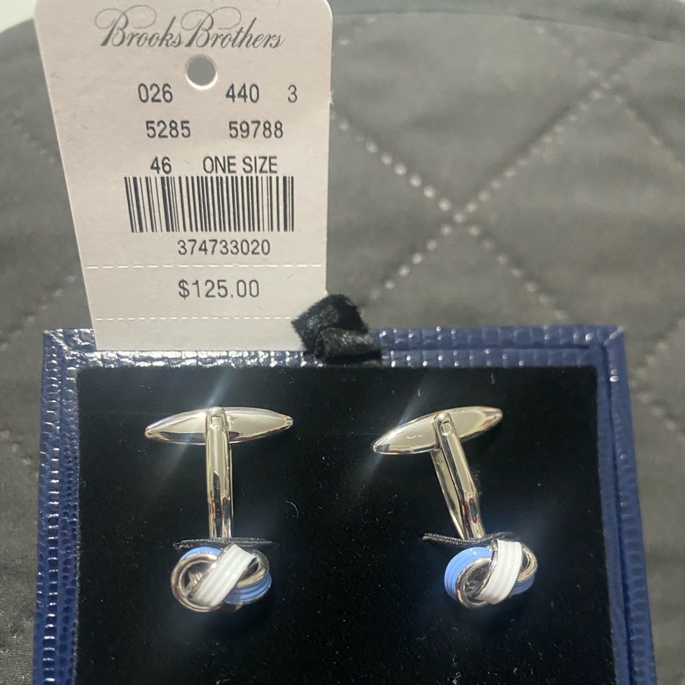 Brooks Brothers Silver and Blue Knot Cufflinks
